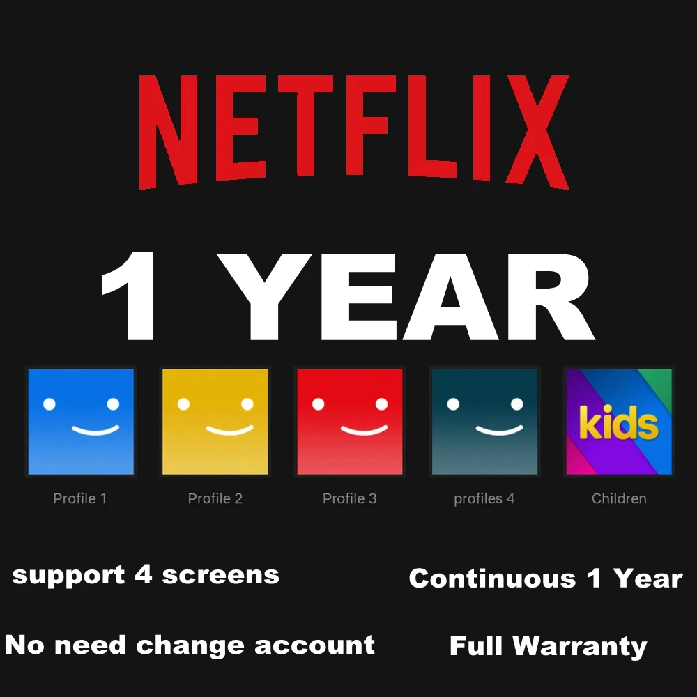 

Original continuous Netflix 1 Year 4 Screen account Ultra 4K Premium Ultra standard HD Smart TVs Phone TV Box Android