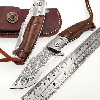 

Cheetah VG10 Damascus Folding Knife Snake Wood Handle Outdoor Camping Tactical Pocket Knives Survival Combat Hunting EDC Tools