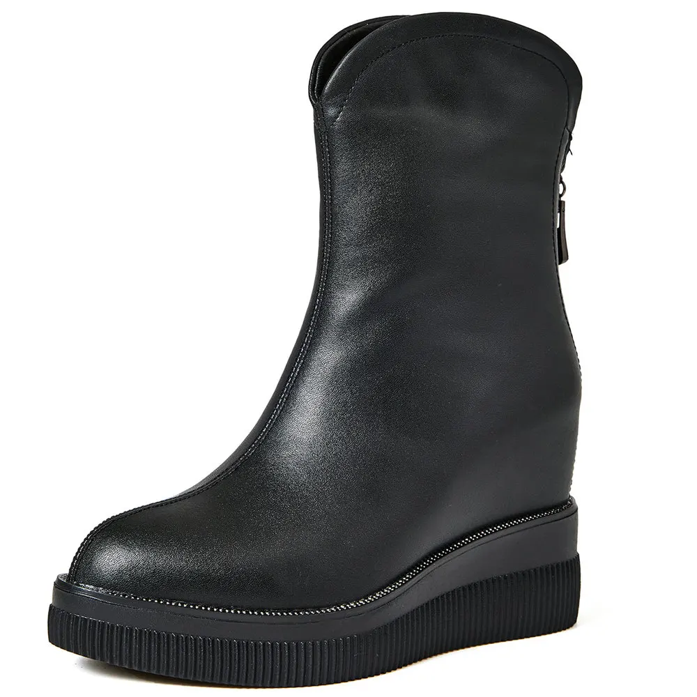 

Женские мотоциклетные ботинки из коровьей кожи, на танкетке, с острым носком