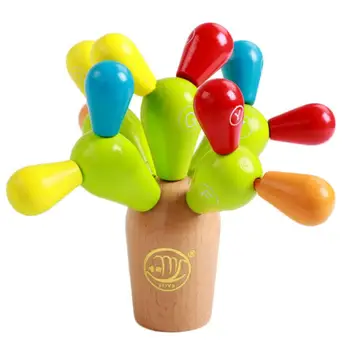 

Infant Baby Kids Rattle Toys Wooden Cactus Jenga Building Blocks Assembling DIY Educational Toy Children Game Fun Colorful Games