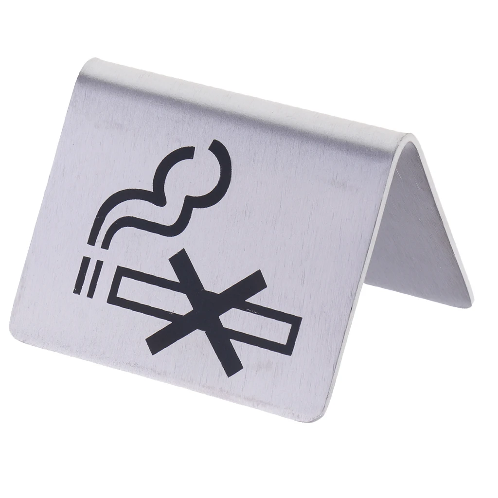 Metal No Smoking Signs Table Tents for Restaurants, Store, Hotel, Weddings non-brand Double Side Tabletop Signs  5.5x5x4 cm 
