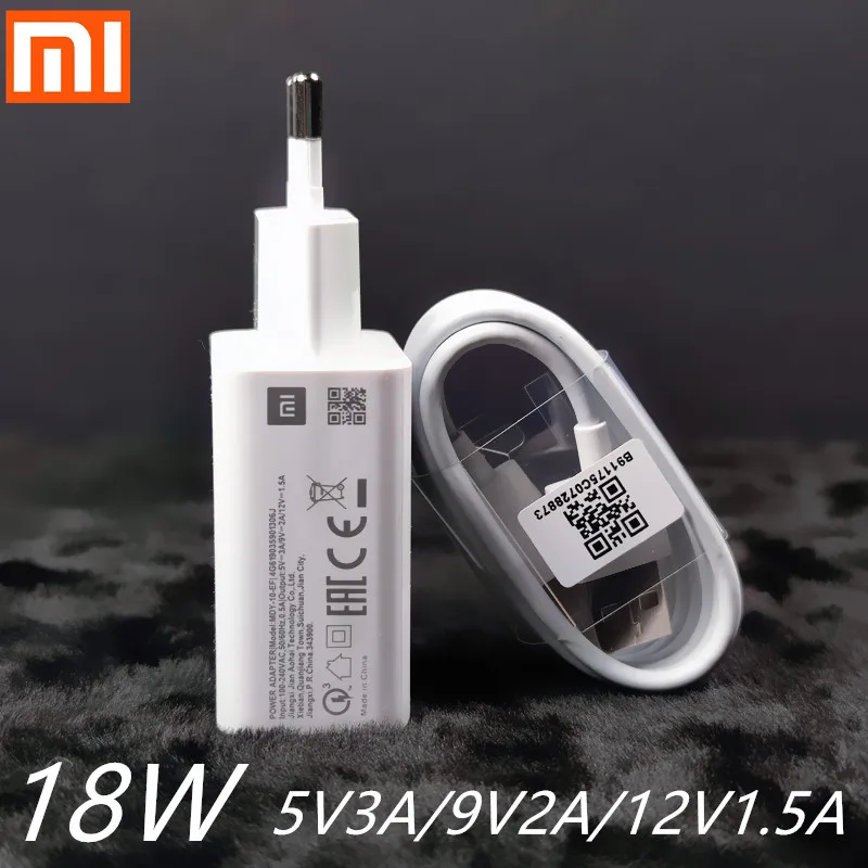 Быстрое зарядное устройство Xiaomi mi6 18 Вт адаптер питания QC3.0 кабель USB Type-C для Mi 9se 8