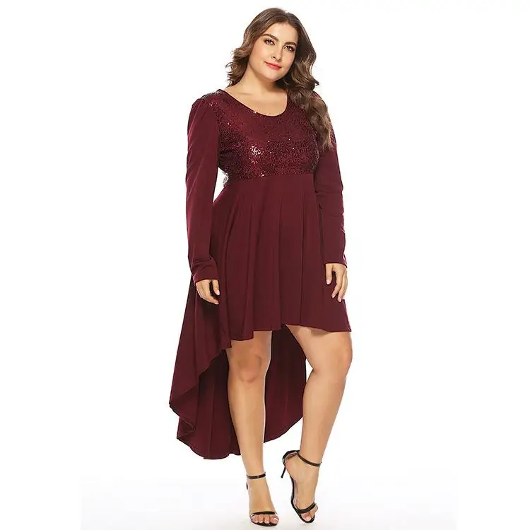 4XL 5XL осеннее Элегантное Длинное платье с блестками для женщин размера плюс