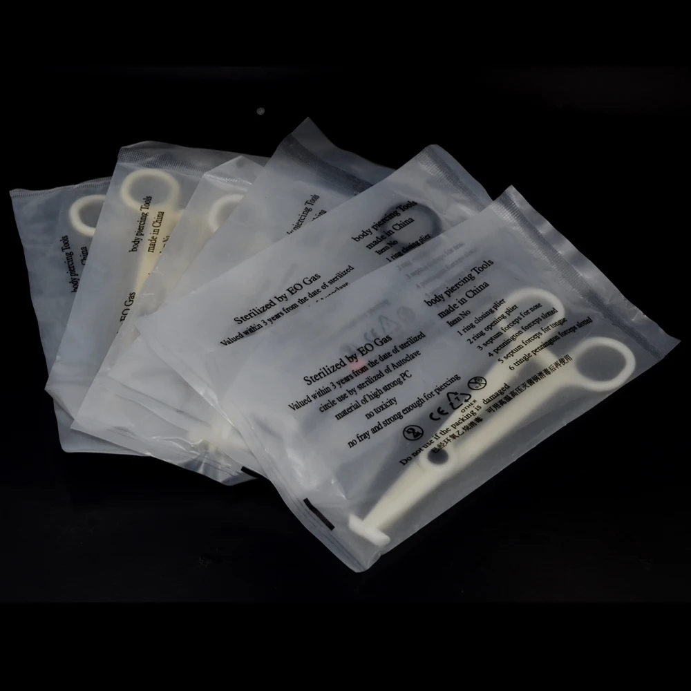 Body piercing forceps 1PC Disposable Opening/Closing Clamp Sterilized By EO Gas PC Forceps Ear Nose Lip Belly Piercing Tools