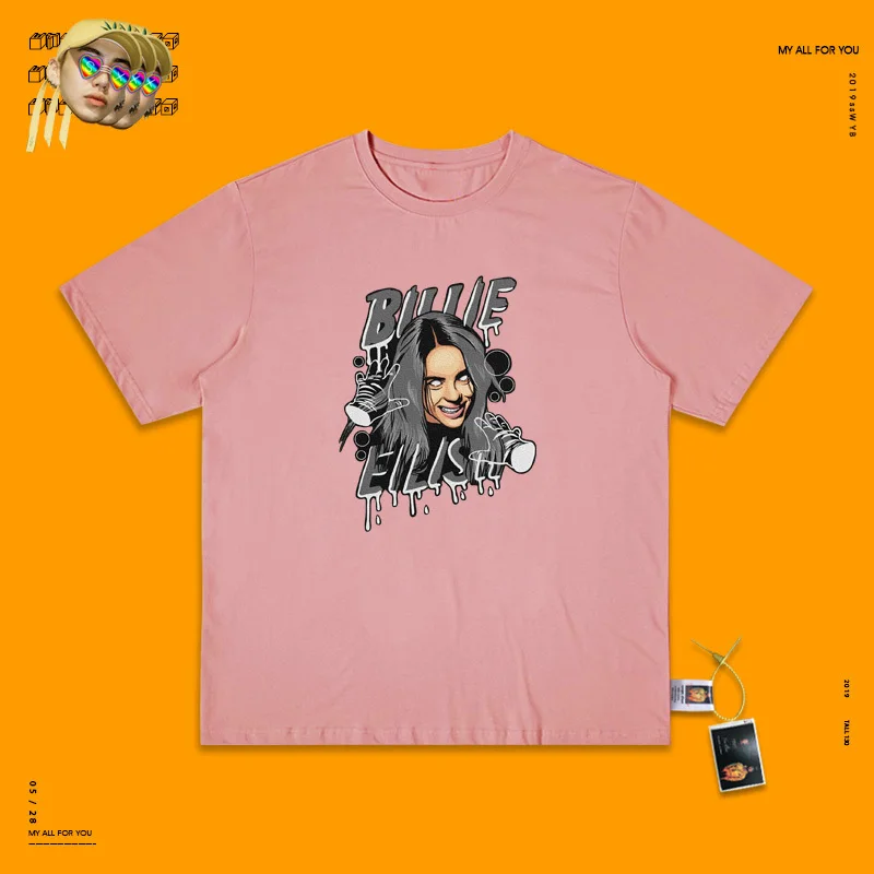 Billie Eilish Винтаж пирус груша футболка Ins женщина Ta Tu Ji Nn Ulzzang школа ветер короткий рукав