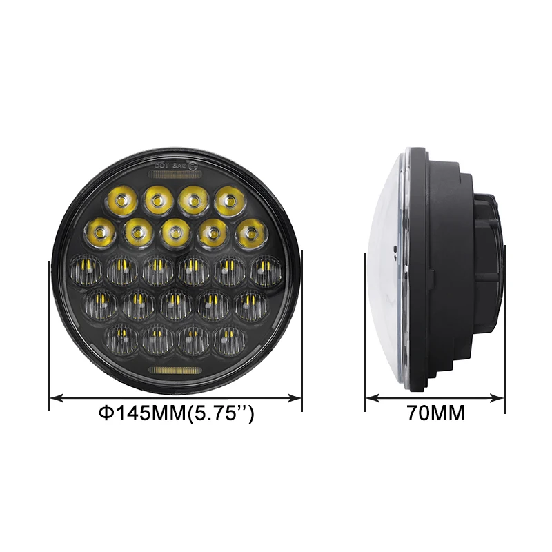 Черная 75 Вт светодиодная фара 5,75 ''для мотоцикла галогеновая фара дальнего ближнего света круглая светодиодная для Harley Dyna Street Bob
