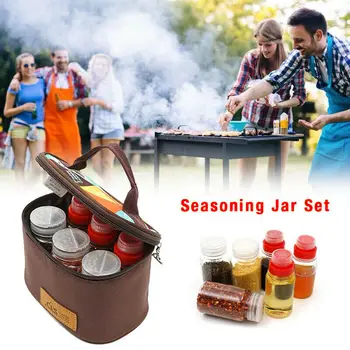 

7Pcs Portable Seasoning Jar Kitchen Condiment Container Barbecue Utensils Camping Cruet Outdoor Spice Box