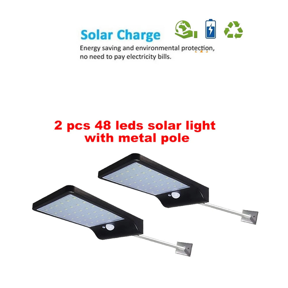 

2/4pcs 48 LED Led Solar Light Outdoor Waterproof Lighting for Garden Wall Adjustable Mode Rotable Pole Solar Lamp Emergency Ligh