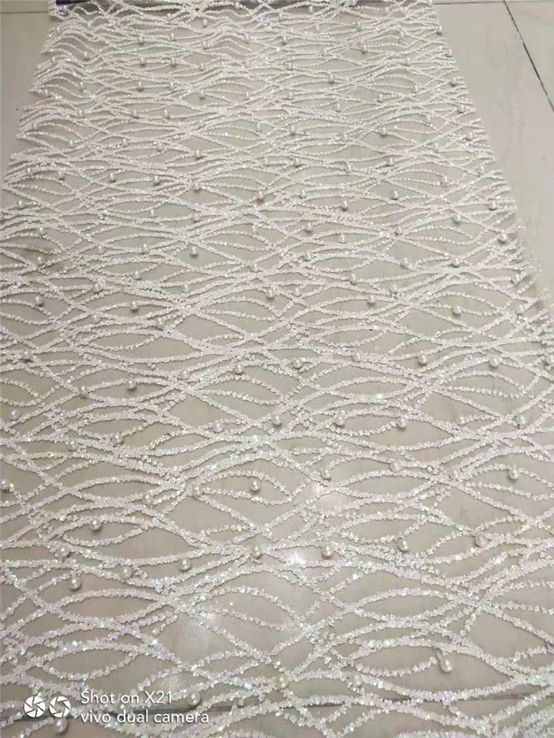 Современный дизайн французский чистая кружевная ткань с бисером хороший африканский тюль с приклеенными блестками кружева для вечернего платья