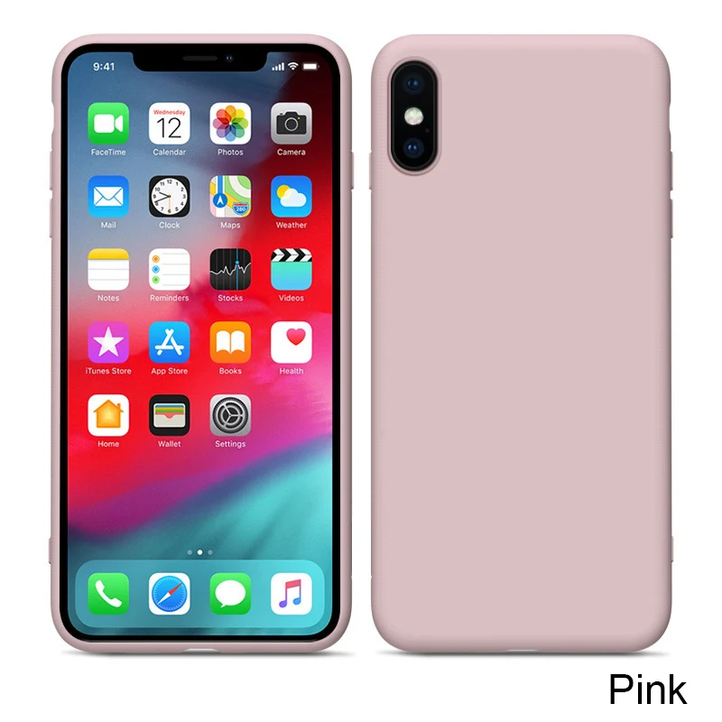 pink Однотонный силиконовый чехол для iPhone 6, 6s plus, 6, 6s, 7 plus, 8 plus, 7, 8, чехол для Apple, Xs Max, Xr, X, XS, чехол для телефона - Цвет: pink