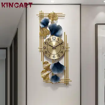 

New Chinese Gingko Leaf Wall Clock Living Room Household Light Luxury Modern Simple Fashion Clock Personality Clock 1604464
