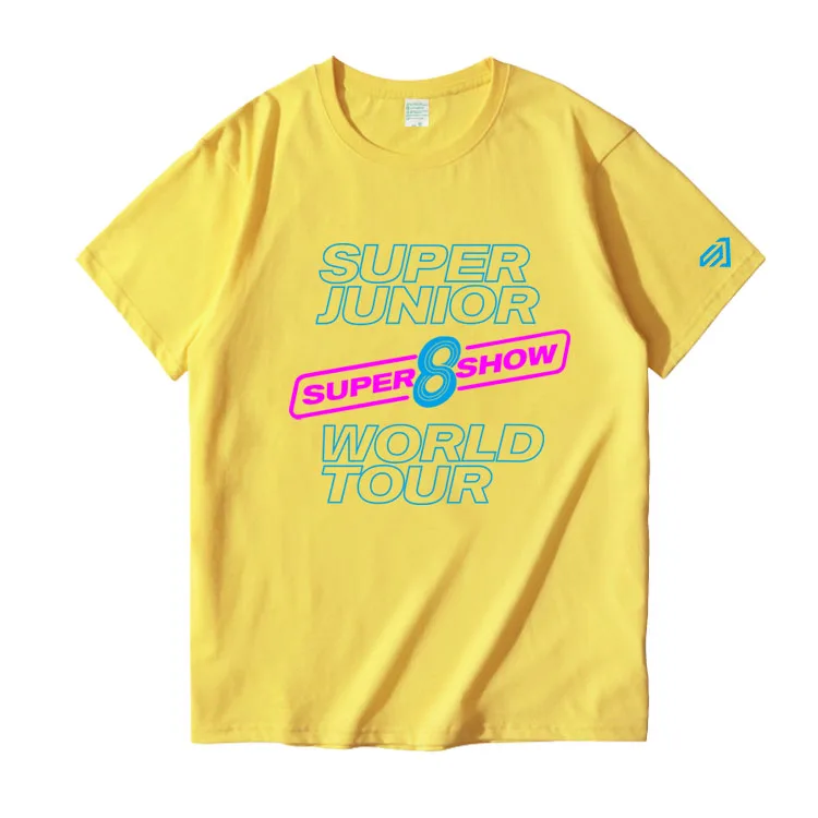 Super Junior world tour супер магическое шоу 8 же печати Круглая горловина футболка с коротким рукавом в стиле унисекс kpop Летний стиль футболка