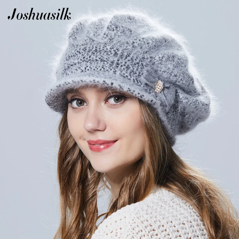 Joshuasilk di Inverno Delle Donne Cappello Con Visiera di Modo Lavorato A  Maglia Cappello di Lana Angora Farfalla Decorazione Doppio Cappello  Caldo|Women's Berets| - AliExpress