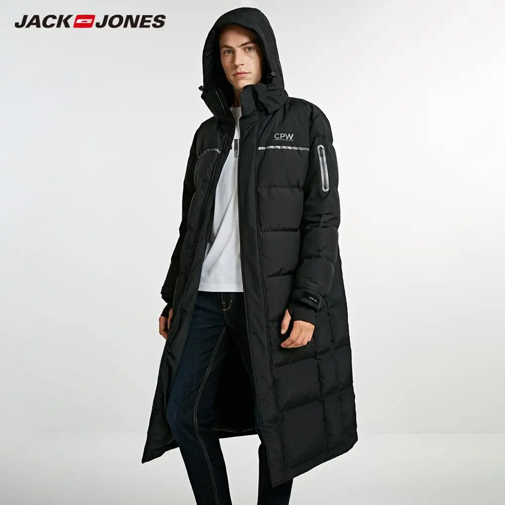 JackJones Мужская зимняя длинная куртка пуховик с капюшоном парка пальто модная