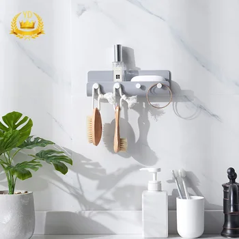 

U-shaped Nail-free Wall-mounted Belt Hook With 4 Hooks Storage Rack Storage Rack Porch Key Bag Hook YDHS