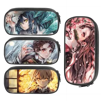 

1Pcs Anime Demon Slayer Kimetsu No Yaiba Cute Printed Big Capacity Zipper Pen Bag Pencil Case Stationery School Supplies Gift