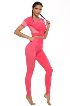 

Seamless Breathable Sport Set Women 2 Piece Tight Crop Top Leggings Pants Sportwear Workout Clothes Yoga Suit Fitness Gym Set