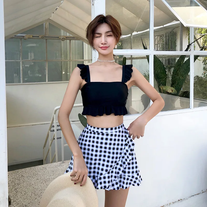 

Backless xing gan qun-Belly Covering Slimming Small Bust Gathering Bubble Hot Spring Boxers Split Type Swimsuit Women's Two-Piec