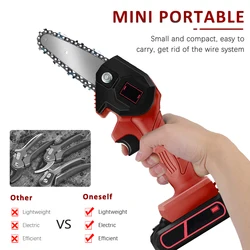 Poda elétrica portátil viu recarregável 21v bateria de lítio motor sem escova carpintaria jardim registro mini serra de corrente
