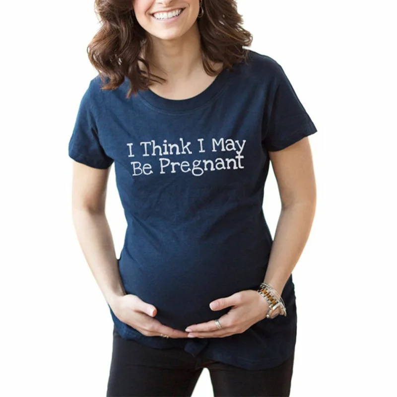 

Europe And America Comfortable Maternity Clothes Loose-Fit Crew Neck English Printed T-shirt Summer Large Size New Products Shor