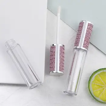 

6ML Silver Lid Light Purple Pattern Lip Gloss Tube Empty Refillable Bottles Plastic Lip Balm Tube Vials DIY Packaging Container
