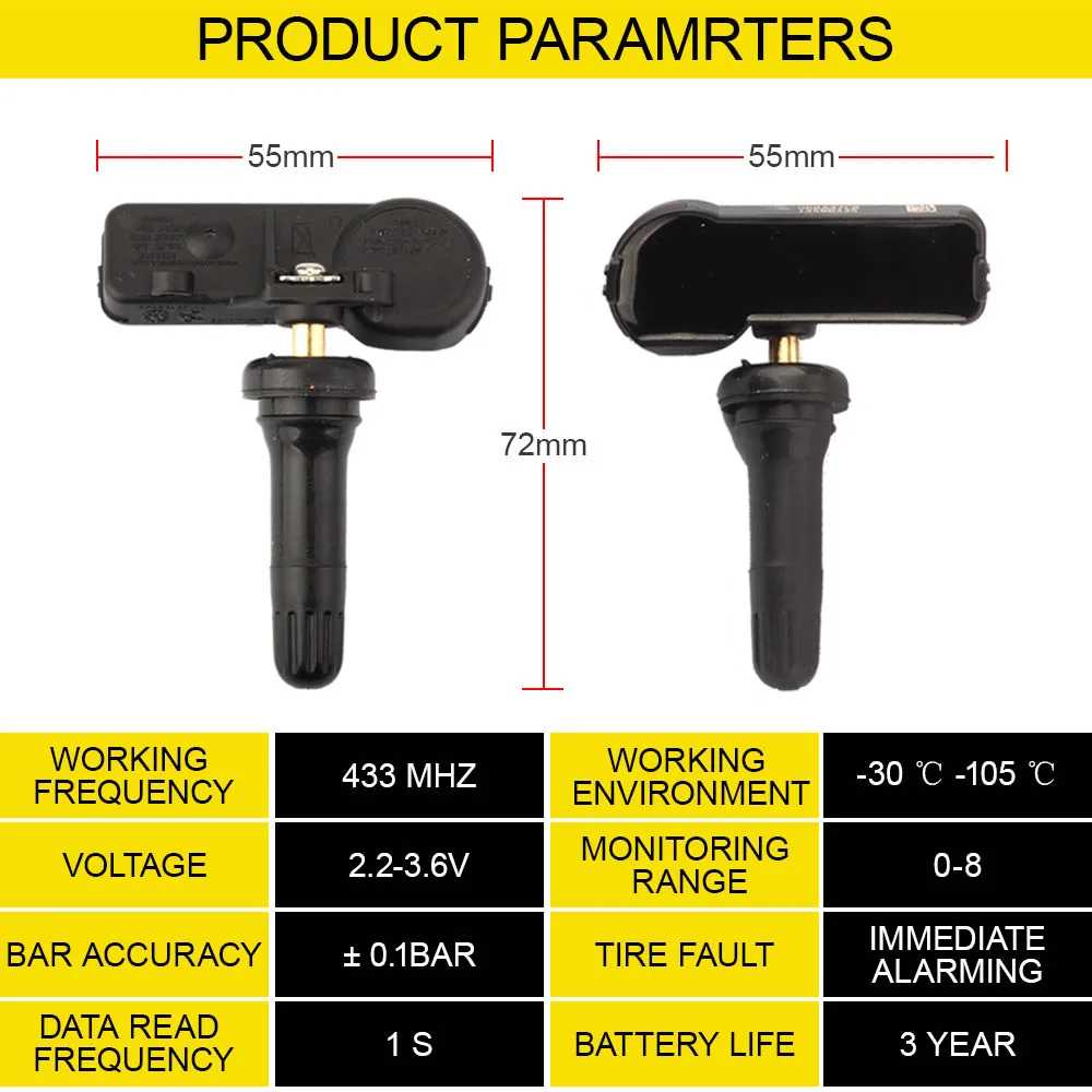 G-ǰ 56029398AA 433MHZ TPMS Ÿ̾ з , abearth 500C Chrysler 300C Citroen Nemo Dodge Caravan 08-12 9L3Z-1A189-A