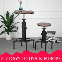 IKayaa сосновый круглый стол для паба, бара, регулируемый по высоте поворотный стол, стол для бистро, промышленный стол для кухни, обеденный стол