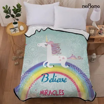 

niobomo New 2020 Fashion plaid bedspread blankets for bed high quality blanket 3D 100%Polyester Unicorn series pattern