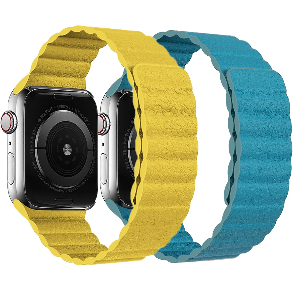 Ремешок из натуральной кожи для Apple Watch 38 мм 42 Регулируемый магнитный браслет iwatch