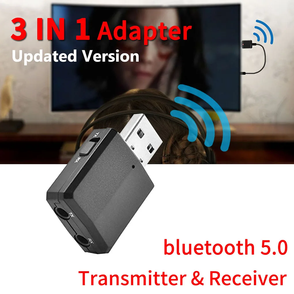 Черный Bluetooth 5,0 беспроводной приемник аудио адаптер передатчик 3,5 мм Музыка AUX автомобильный комплект беспроводной адаптер