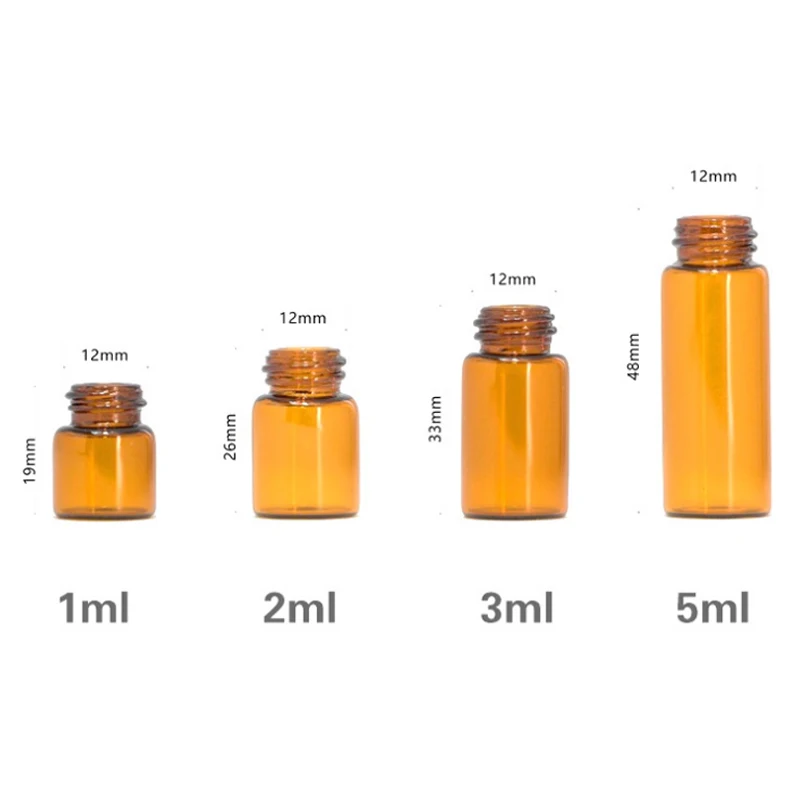 1ml 2ml 3ml 5ml Empty Amber Glass Essential Oil Bottle Thin Glass Small Amber Perfume Oil Vials Sample Test Bottle 5PCS/Pack glass bottles mini glass bottles mini perfume bottles aromatherapy diffuser bottle