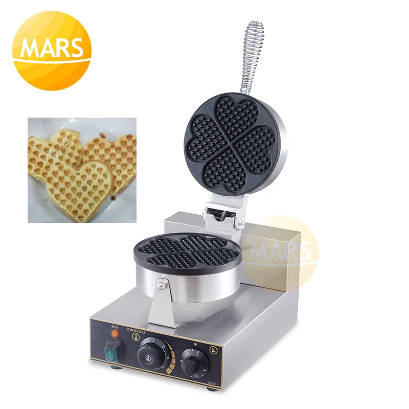 

Snack Machines Electric 4pcs Mnin Waffle Maker Heart Waffe Baker Iron Plate Cake Oven Non-stick Crispy Waffles Baking Equipment