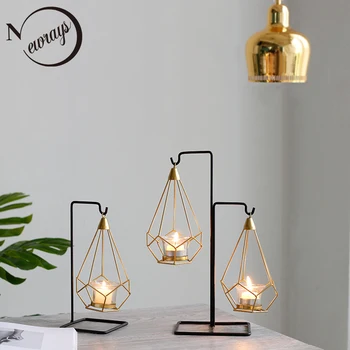 

Creative golden metal candle holders 6 styles modern Nordic simple candles for bedroom holiday living room restaurant bathroom