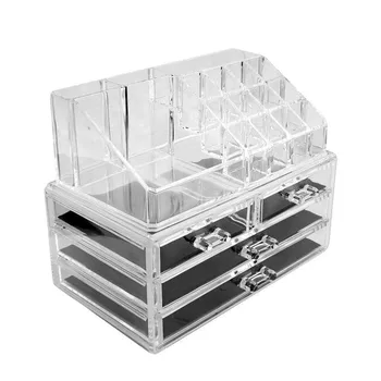 

Transparent Makeup Organizer Cosmetic Storage Box Plastic Acrylic Desktop Jewelry Bathroom Multifunctional Tool