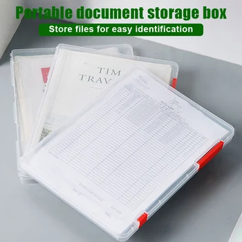 

File Storage Box Transparent Plastic Document Case Portable Paper Organizers VJ-Drop