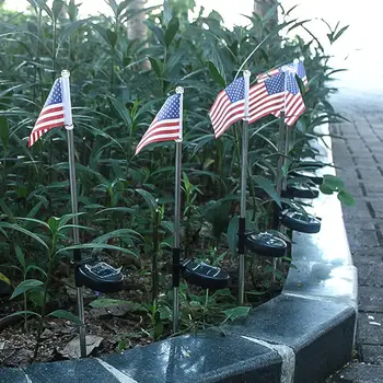 

2Pcs LED Solar American National Flag Shape Light Waterproof Durable Decoration Light Garden Courtyard Lawn Lamp