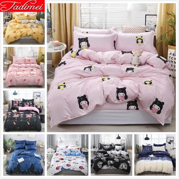 

Girl Kids Child Pink Soft Cotton 3/4 pcs Bedding Set Single Twin Full Super King Size 1.35/1.5m Bed Duvet Cover Sheet Pillowcase