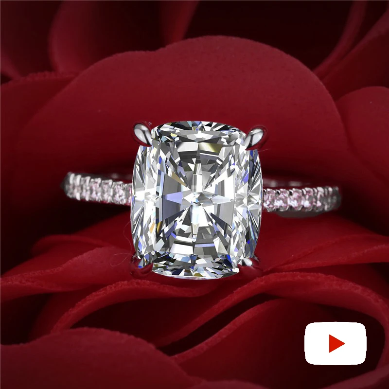 

10*12mm 7.2 carat Rectangle Cushion cut Diamond Ring S925 sterling silver wedding proposal anniversary yes i do engagement