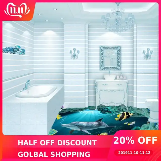 Бесплатная доставка подводный мир 3D напольные фотообои утолщенной водостойкие спальня ванная комната Гостиная квадратный полы росписи