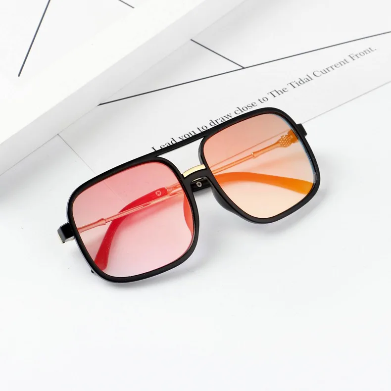 MYT_0184 Новые квадратные очки детские солнцезащитные очки для девочек и мальчиков ретро очки пилота винтажные детские очки простые очки UV400 - Цвет линз: C1 Black Red