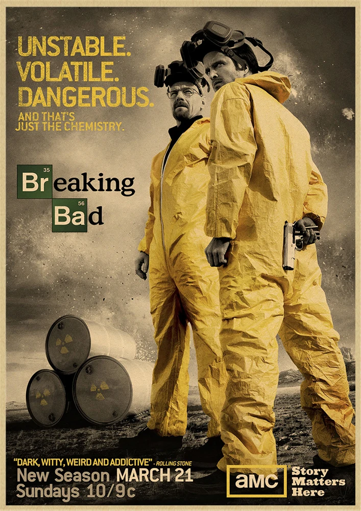 Американский сериал Breaking Bad стикер на стену классический постер ретро крафт