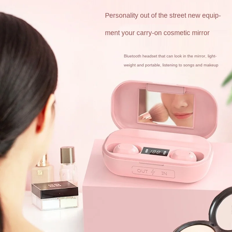 

tws Bluetooth headset M3D wireless portable binaural digital display with makeup mirror e-commerce cross-border exclusive supply