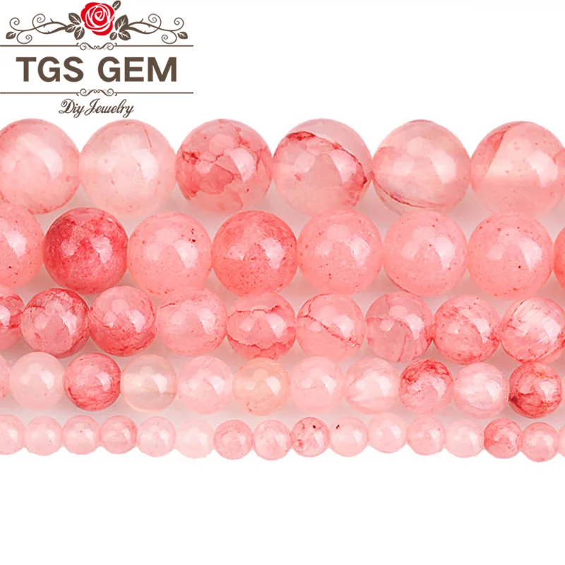 

Natural Stone Cherry Red Jades Round Loose Gem Beads 4 6 8 10 12MM DIY Handmade Necklace Bracelet Jewelry Making Accessories