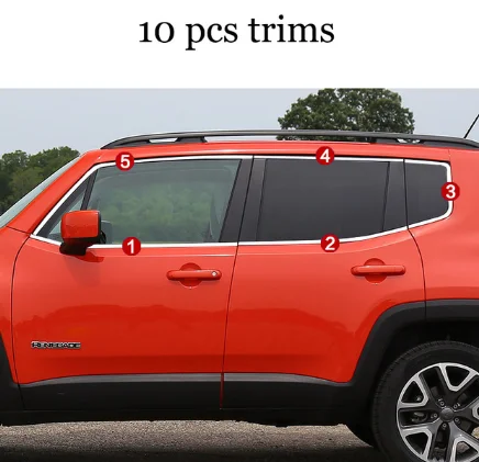 10 pcs trims Нержавеющая сталь окна автомобиля планки для джип Ренегат - Цвет: 10 pcs trims