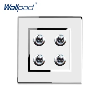 

4 Gang 2 Way Wall Light Toggle Switch Wallpad Luxury Acrylic Panel Silver Toggle Button 16A AC110-250V