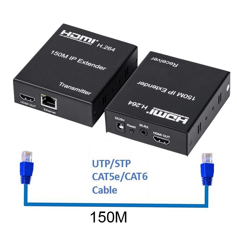 150 м HDMI IP удлинитель по Cat5e Cat6 RJ45 Ethernet сетевой кабель удлинитель Cat 5e/6 аудио-видео передатчик приемник конвертер