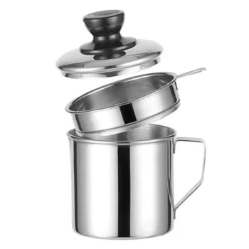 

1.2L Household Grease Oil Pot Leakproof Stainless Steel Oil Filter Container Multiple Times Without Wasting