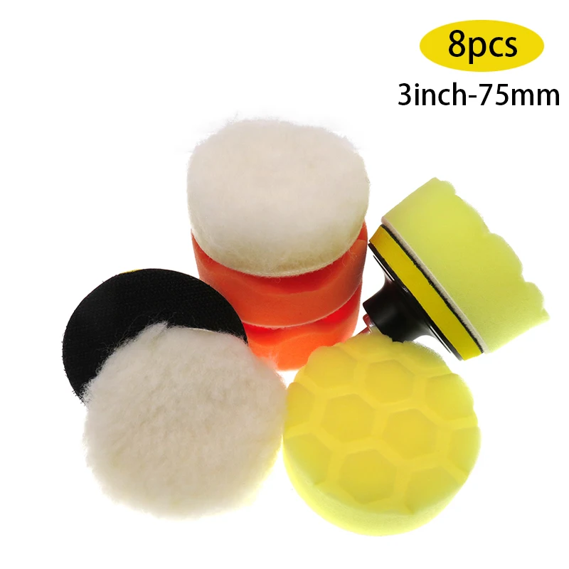 3 Inch 8Pcs/Set Car Polishing Pads Kit Buffing Pad Clean Sponge Waxing