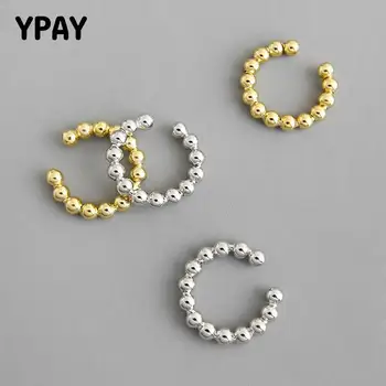 

YPAY 1 PC 100% Real 925 Sterling Silver Ear Cuff for Women Korea INS Geometric Round Beads Non Pierced Earrings Jewelry YME591