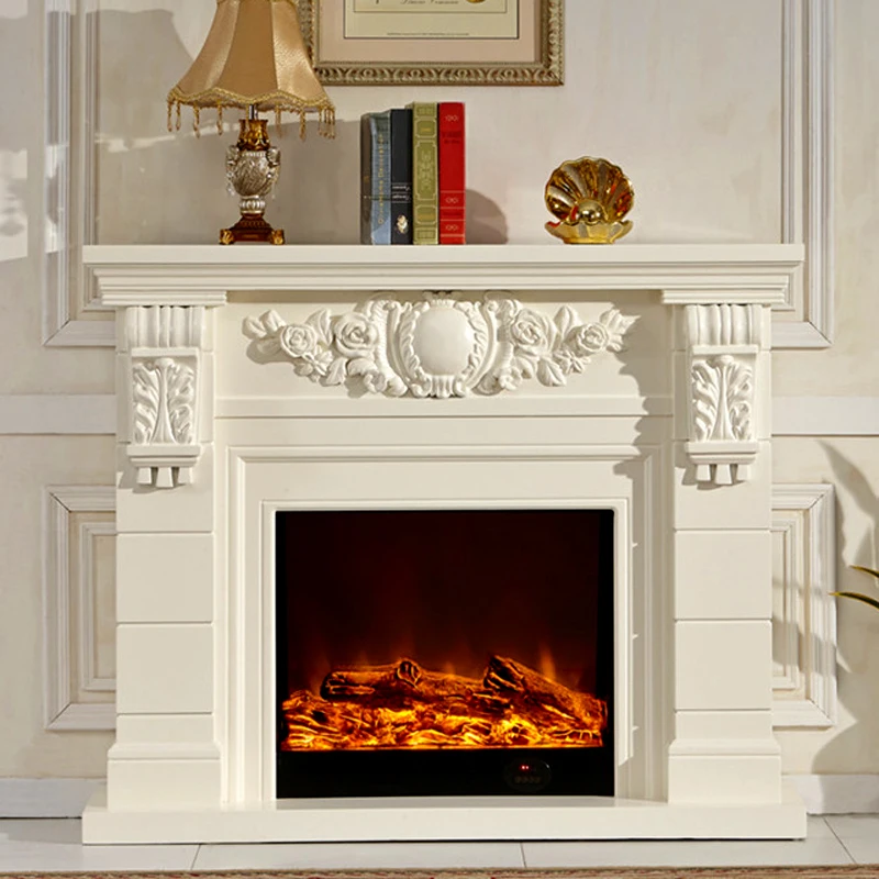 Wooden Fireplace Mantel W140cm Electric Insert Firebox Living Room Heater  Chimneypiece LED Artificial Emulational Flame - AliExpress